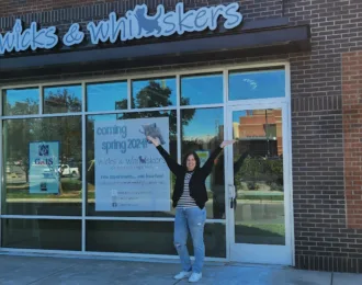 Happy Storefront Sign Customer