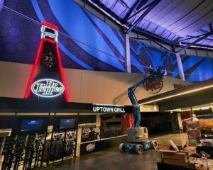 charlotte hornets, spectrum center commercial signage project