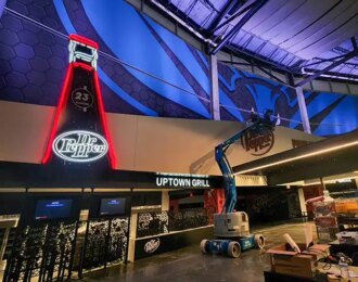 charlotte hornets, spectrum center commercial signage project