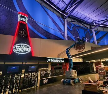 charlotte hornets, spectrum center commercial signage project