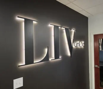 Illuminated Logo Lobby Signage